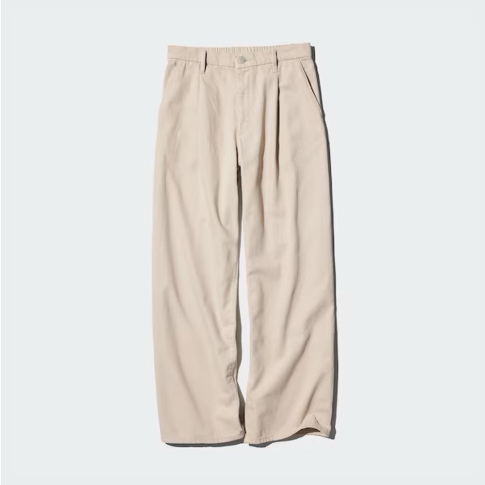 Women Uniqlo Beige Wide Leg Pants